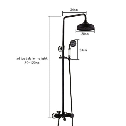 Oil-Rubbed Bronze Traditional Brass Wall-Mount Tub Faucet with Hand Shower System, Single-Handle Rainfall Shower Set with Handheld Shower / Tub Spout