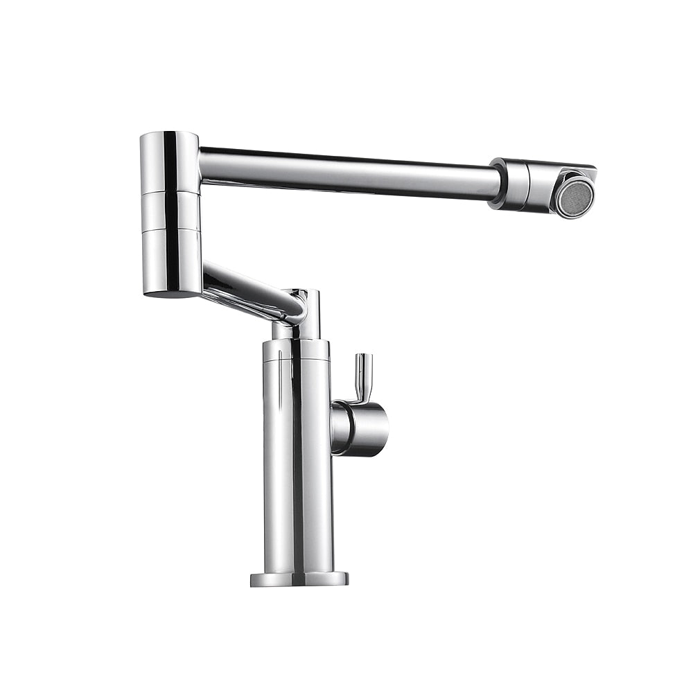 Chrome Foldable Pot Filler Faucet, Single-Hole Deck-Mount Cold Only Kitchen Faucet