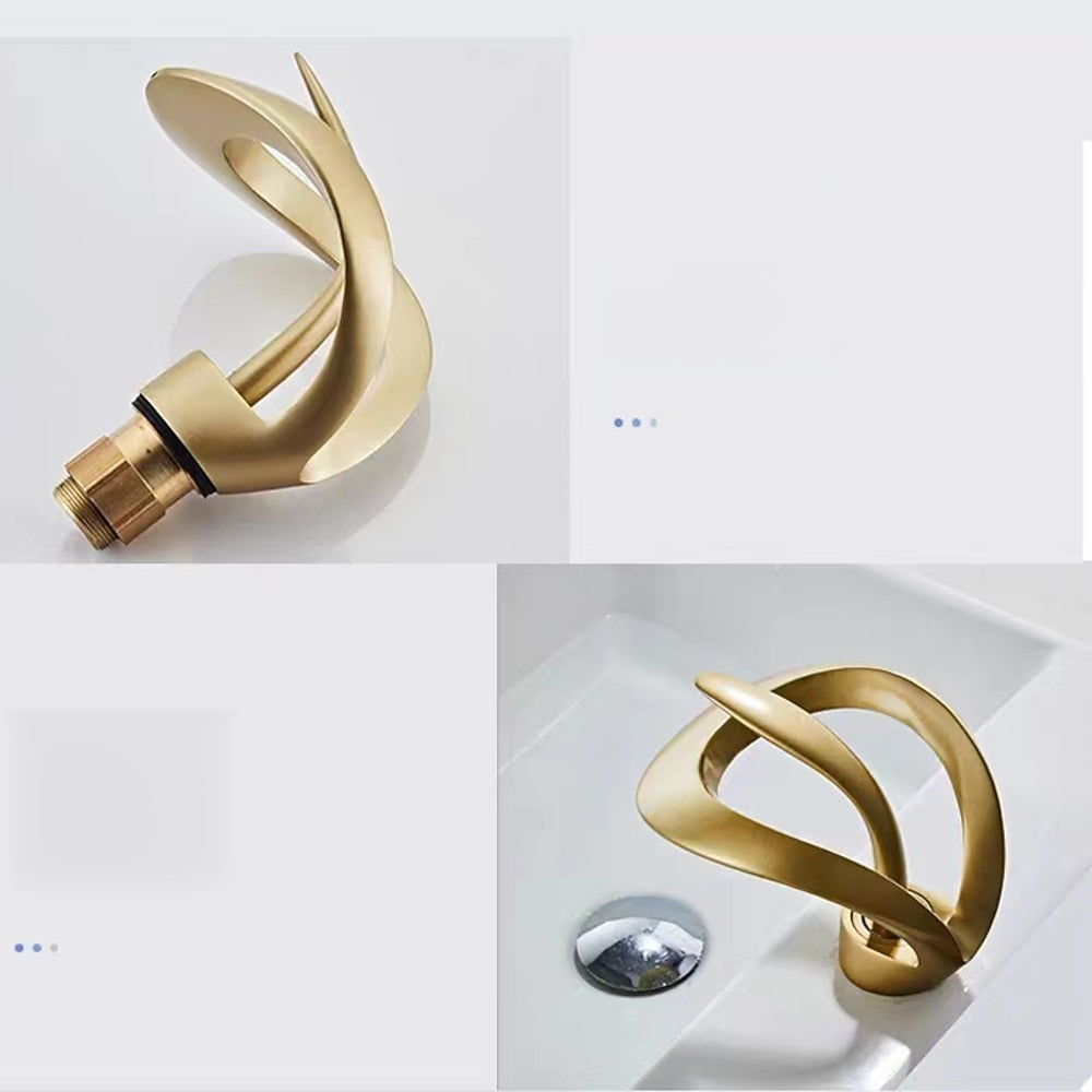 Modern Waterfall Bathroom Faucet, Single-Handle Single-Hole Sink Faucet, Matte Black / Chrome / Brushed Gold / Matte White / Gunmetal