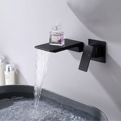 Waterfall Wall-Mount Bathroom Faucet, Single-Handle Brass Faucet, Matte Black / Brushed Gold / Chrome