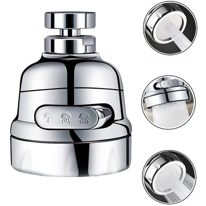 Chrome 360-Degree Swivel 3-Mode Replacement Spray Head, Kitchen Sink Faucet Aerator Sprayer Attachment