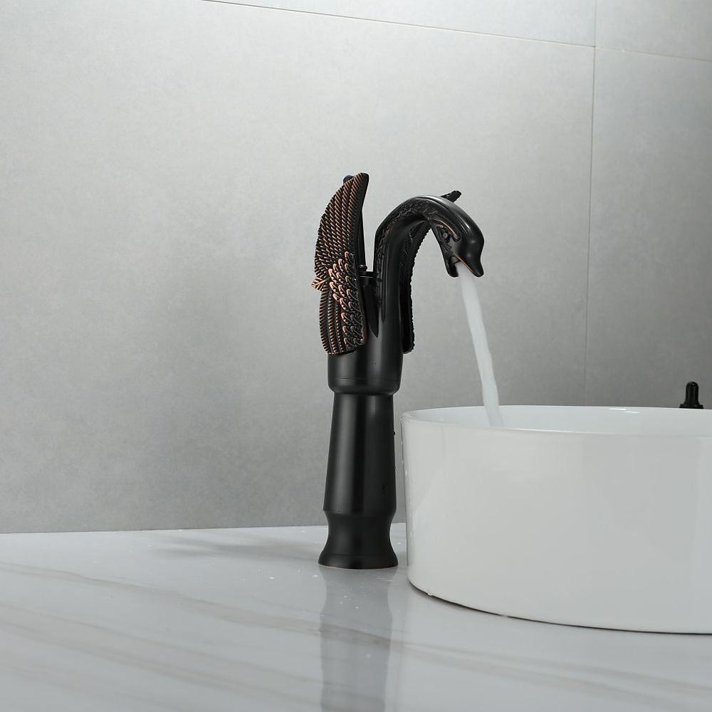 Swan Shape Waterfall Bathroom Faucet, Single-Handle Vessel Sink Faucet