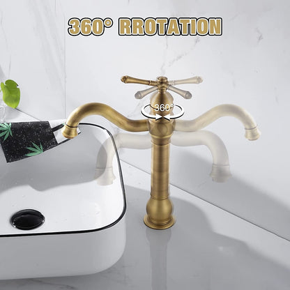 360-Degree Swivel Single-Hole Bathroom Faucet, Single-Handle High Arc Faucet, Antique Brass / Oil-Rubbed Bronze / Brushed Nickel / Chrome