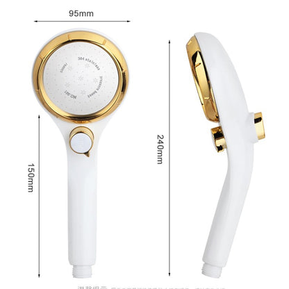 High Pressure Handheld Shower Head with Stop Button, Stepless Flow Control Water Saving ABS Showerhead, White / Gold / Silver