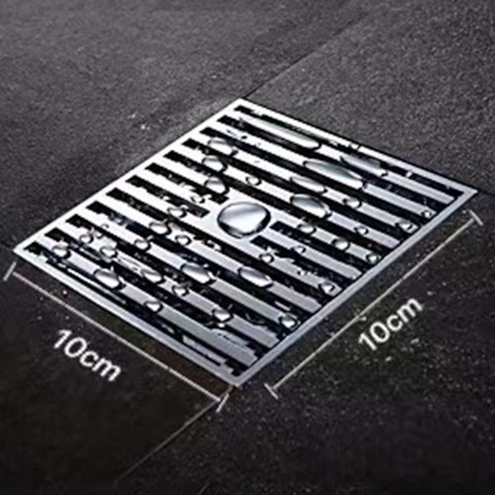 Chrome Square Floor Drain, Contemporary Brass Shower Drain with Removable Grate