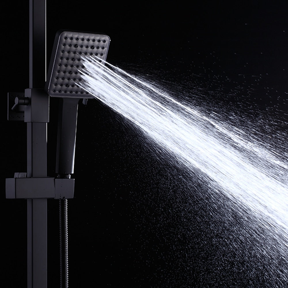 Modern Rainfall Tub Shower System, Wall-Mounted Exposed Shower Faucet with Handheld Spray