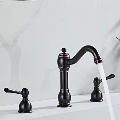 Modern High Arc Swivel Spout Bathroom Faucet, Double-Handle Widespread Faucet, Brushed Bronze / Brushed Nickel / Oil-Rubbed Bronze