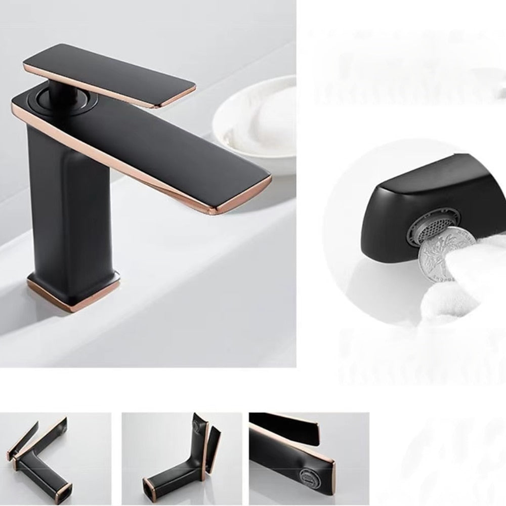 Waterfall Modern Single-Hole Bathroom Faucet, Single-Handle Brass Faucet