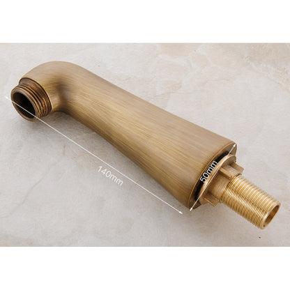 Antique Brass Traditional Deck-Mount Tub Faucet, Two-Handle Tub Filler with Handheld Shower