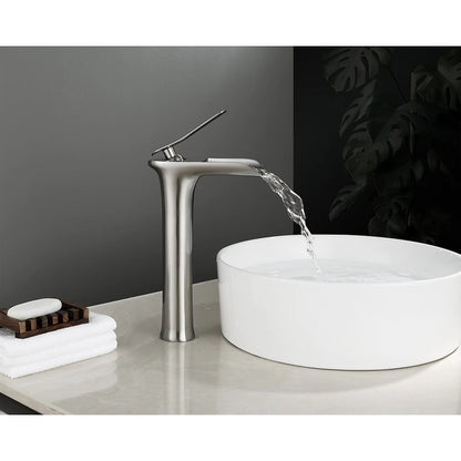 Waterfall Vessel Bathroom Faucet, Single-Handle Single-Hole Faucet