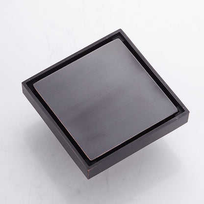 Oil-Rubbed Bronze Square Shower Floor Drain, Modern Solid Brass Floor Drain with Removable Cover / Hair Strainer