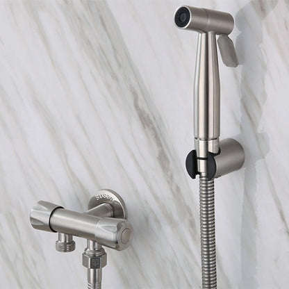 Stainless Steel Handheld Bidet Sprayer Faucet, Wall-Mount Single-Handle Toilet Shattaf with T-Valve / Flexible Hose