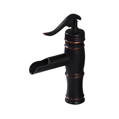 Traditional Waterfall Oil-Rubbed Bronze Bathroom Faucet, Single-Handle Single-Hole Brass Faucet