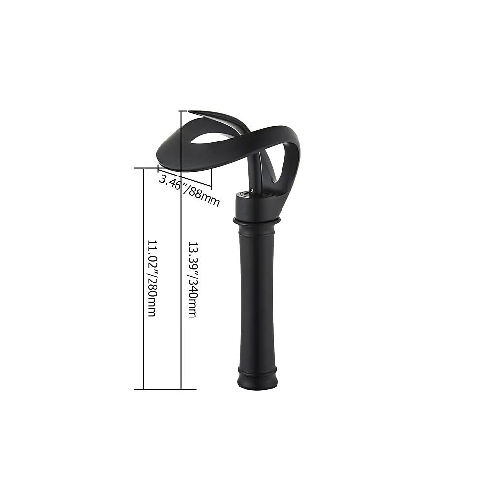 Modern Single-Hole Waterfall Vessel Faucet, Single-Handle Tall Body Bathroom Faucet, Matte Black / Chrome / Brushed Gold / Gunmetal / Matte White