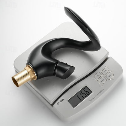 Waterfall Single-Hole Bathroom Faucet, Single-Handle Brass Deck Mount Faucet, Brushed Gold / Chrome / Matte Black / Matte White
