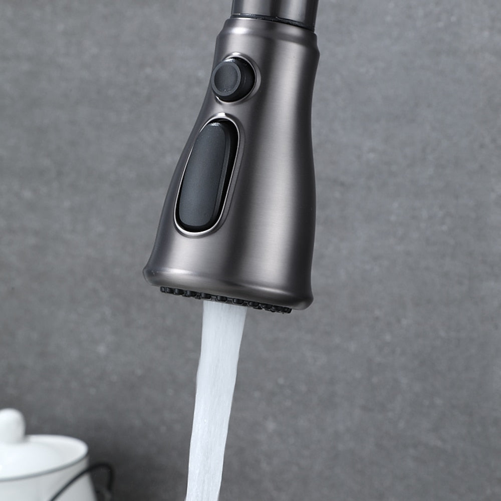 Modern Pull-Down Kitchen Faucet, Single-Handle High-Arc Brass Faucet, Chrome / Gunmetal / Matte Black