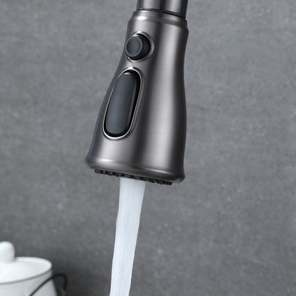 Modern Pull-Down Kitchen Faucet, Single-Handle High-Arc Brass Faucet, Chrome / Gunmetal / Matte Black