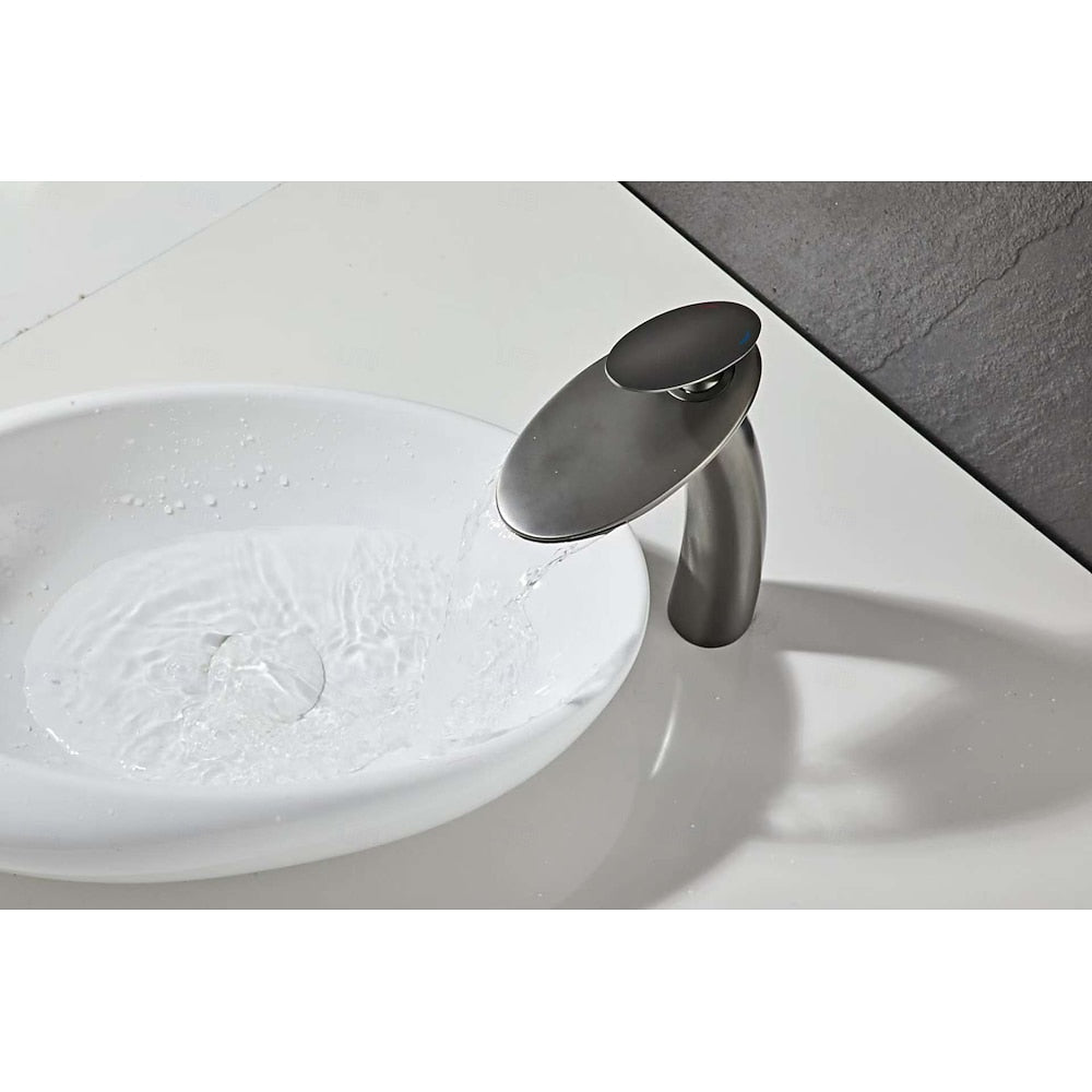 Modern Waterfall Vessel Bathroom Faucet, Single-Hole Single-Handle Faucet