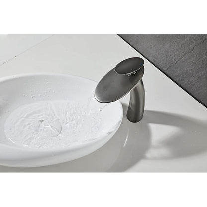 Modern Waterfall Vessel Bathroom Faucet, Single-Hole Single-Handle Faucet
