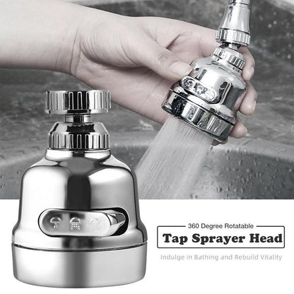 Chrome 360-Degree Swivel 3-Mode Replacement Spray Head, Kitchen Sink Faucet Aerator Sprayer Attachment