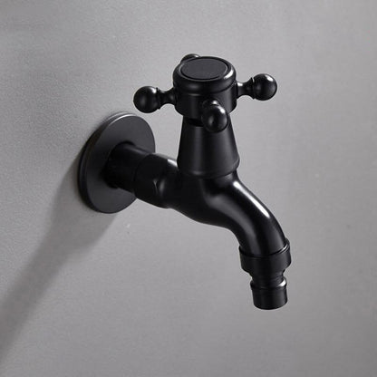 Vintage Brass Wall-Mount Washing Machine Faucet, Single-Cold Utility Laundry Faucet, Antique Brass / Matte Black