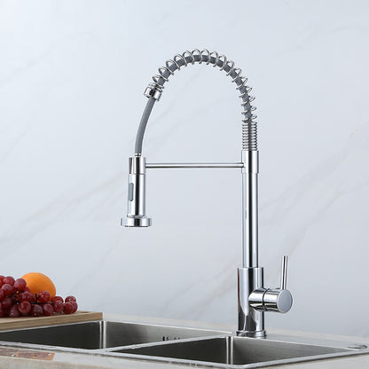 Stainless Steel Pre-Rinse Kitchen Faucet, Single-Handle Pull-Down Faucet, Chrome / Brushed Nickel