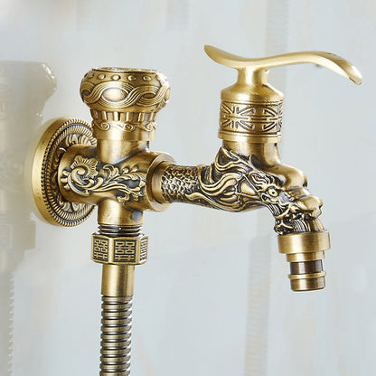 Antique Brass Wall-Mount Bidet Faucet, Handheld Toilet Sprayer Set