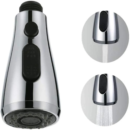 Chrome 3-Function Pull-Down Kitchen Faucet Replacement Spray Head, G1/2 Thread Faucet Aerator Spout