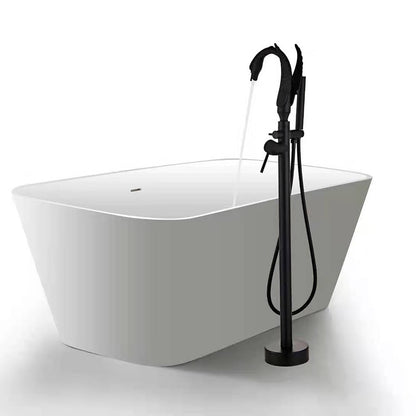 Swan-Design Freestanding Tub Filler Faucet, Single-Handle Bathroom Bathtub Faucet with Handheld Shower, Chrome / Polished Gold / Matte Black