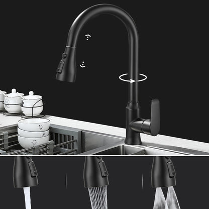 Modern Pull-Down Kitchen Faucet, Single-Handle High-Arc Brass Faucet, Chrome / Gunmetal / Matte Black