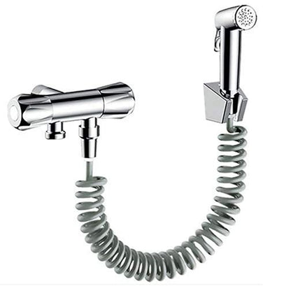 Lagomel bidet faucet in electroplated, set in a Contemporary bathroom
