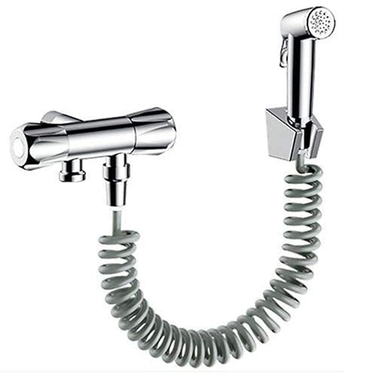 Lagomel bidet faucet in electroplated, set in a Contemporary bathroom