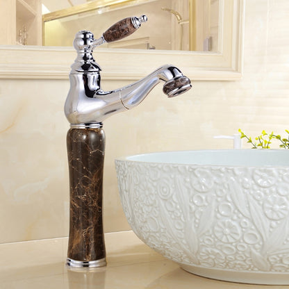 Vintage Single-Hole Bathroom Faucet, High Arc Brass Faucet