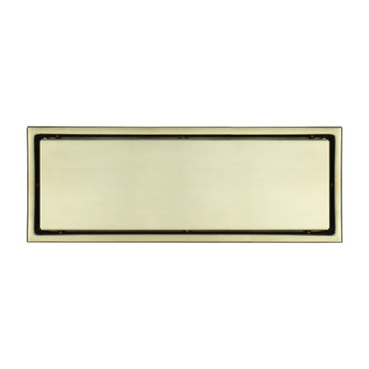 Brushed Gold Stainless Steel Floor Drain, Linear Tile Insert Drain with Hair Strainer