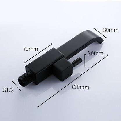 Modern Wall-Mount Single-Cold Bathroom Faucet, Single-Handle Brass Faucet, Matte Black / Chrome