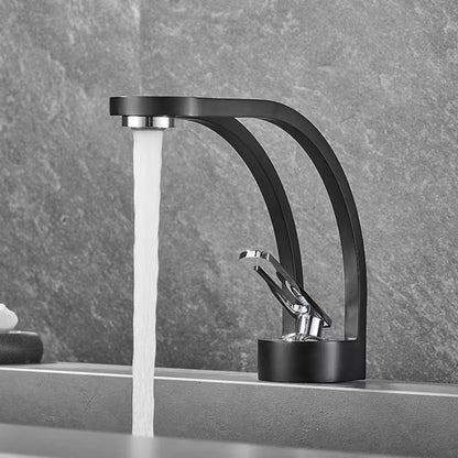 Modern Single-Hole Bathroom Faucet, Single-Handle High Arc Faucet, Matte Black / Chrome / Brushed Gold / Matte White / Gunmetal / Two-Tone