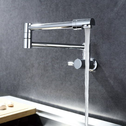 Chrome Wall-Mount Brass Pot Filler Faucet, Double-Jointed Folding Kitchen Faucet with 360-Degree Swivel Handle