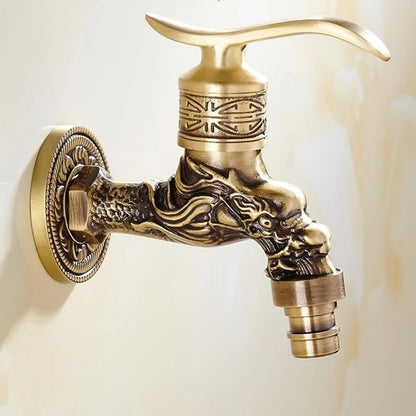 Antique Brass Wall-Mount Garden Faucet, Single-Handle Decorative Spigot Faucet