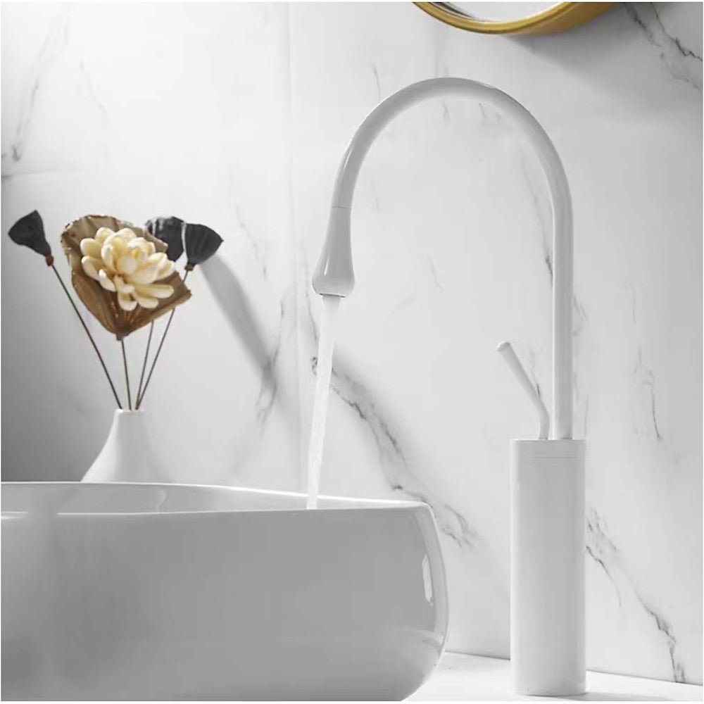 Rotatable High Arc Vessel Sink Faucet, Single-Hole Single-Handle Brass Faucet