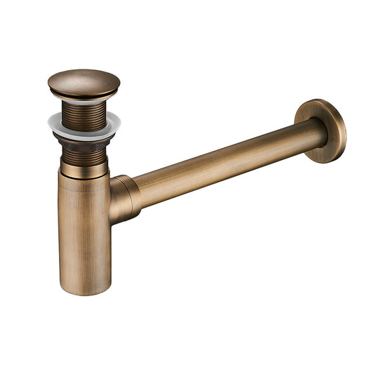 Lagomel wall-mounted faucet and drain set in antique brass, chrome, matte black, polished gold, set in a Contemporary bathroom
