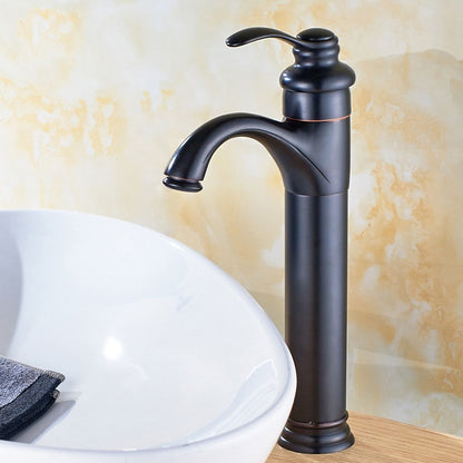 Traditional Single-Handle Brass Bathroom Faucet, Single-Hole Deck-Mounted Faucet, Antique Brass / Oil-Rubbed Bronze / Polished Gold