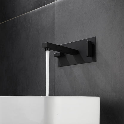 Modern Wall-Mount Bathroom Faucet, Dual-Handle Brass Sink Faucet, Brushed Gold / Matte Black