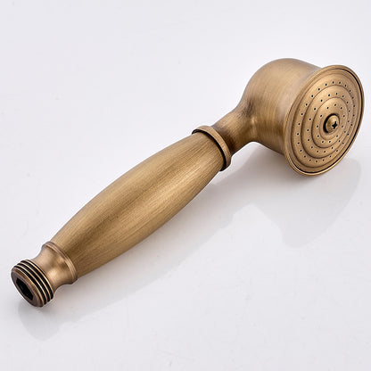 Antique Brass Wall-Mount Bathtub Faucet, Dual-Handle Tub Filler Faucet with Handshower