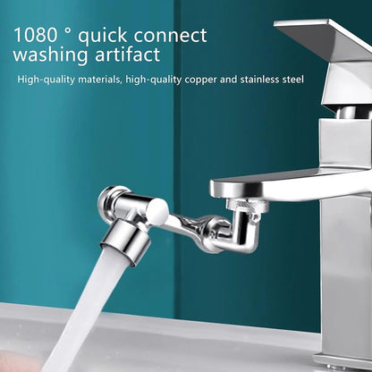 Chrome 1080-Degree Rotating Faucet Extender, 2-Mode Sprayer Faucet Attachment with Mechanical Arm