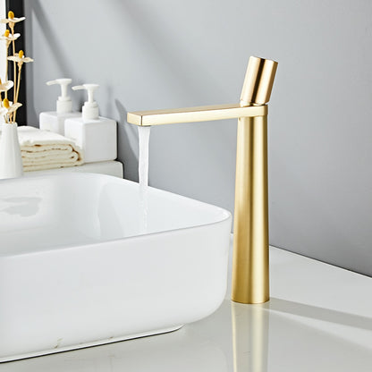 Modern Tall Single-Hole Vessel Faucet, Single-Handle Brass Bathroom Faucet