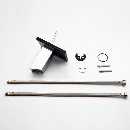 Waterfall Chrome Bathroom Faucet, Single-Handle Single-Hole Glass Spout Faucet