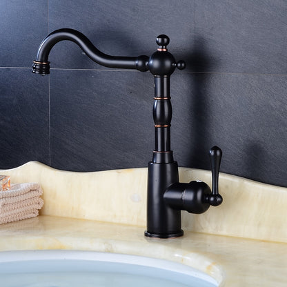 Oil-Rubbed Bronze Antique Single-Hole Bathroom Faucet, Single-Handle Swivel Spout Faucet