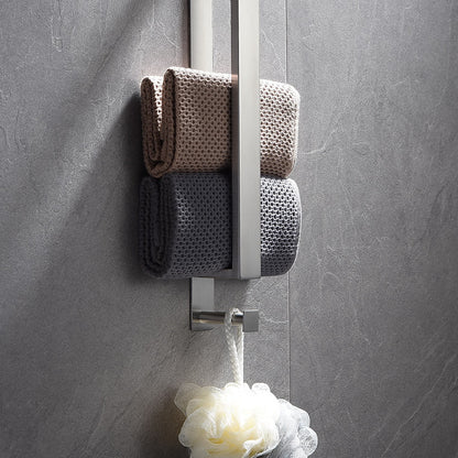Modern Wall-Mounted Stainless Steel Towel Bar, Self-Adhesive Towel Rack with Integrated Hook, Matte Black / Chrome / Brushed Nickel / Brushed Gold
