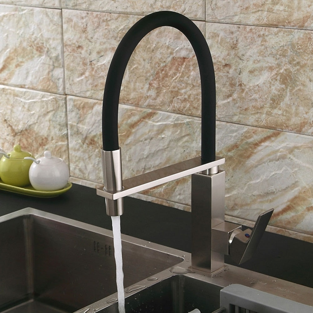 Electroplated Single-Hole Single-Handle Pull-Down Kitchen Faucet, High Arc Swivel Spout Faucet