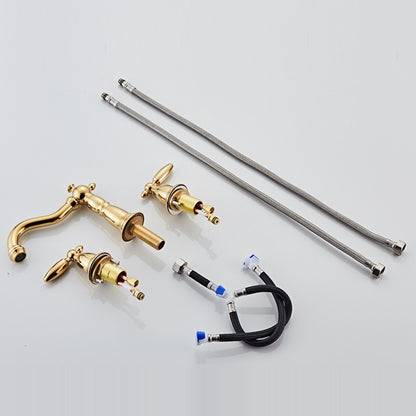 Widespread Modern Bathroom Faucet, Dual-Handle High Arc Brass Faucet, Matte Black / Chrome / Polished Gold / Rose Gold / Antique Brass